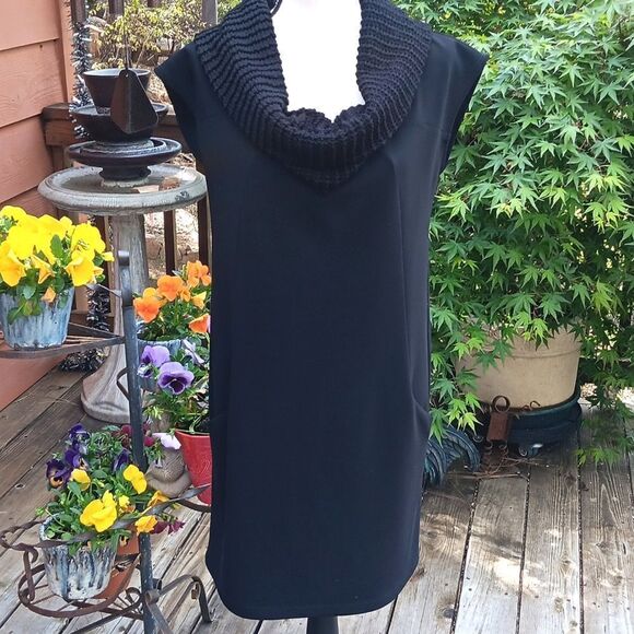 Joseph Ribkoff Black Dress With Sweater Cowl Collar - Picture 1 of 11